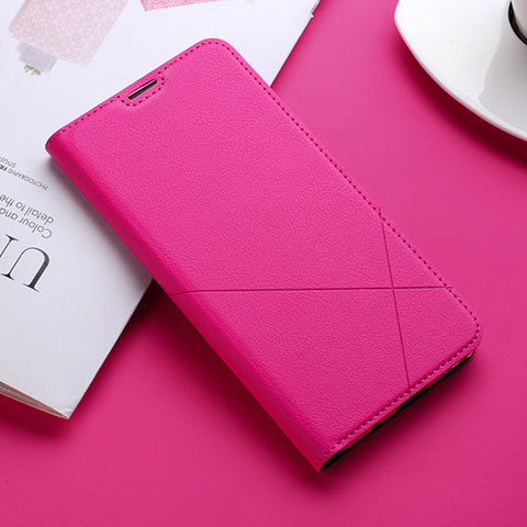 Funda de Cuero Cartera con Soporte Carcasa L02 para Huawei Y9s Rosa Roja