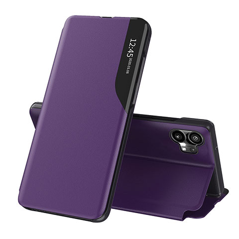 Funda de Cuero Cartera con Soporte Carcasa L02 para Nothing Phone 1 Morado