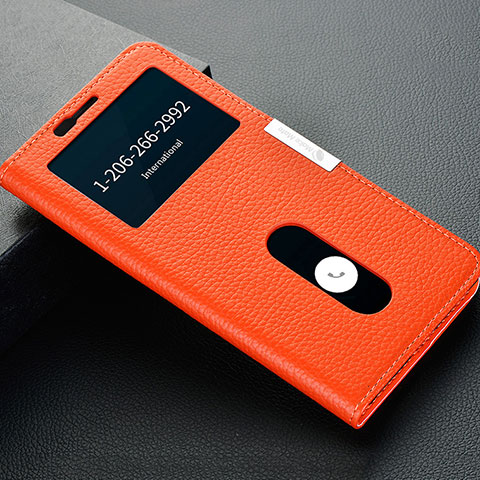 Funda de Cuero Cartera con Soporte Carcasa L02 para OnePlus 5T A5010 Naranja