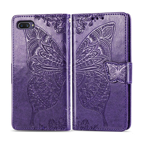 Funda de Cuero Cartera con Soporte Carcasa L02 para Oppo A5 Morado