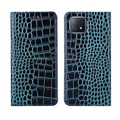 Funda de Cuero Cartera con Soporte Carcasa L02 para Oppo A53 5G Azul