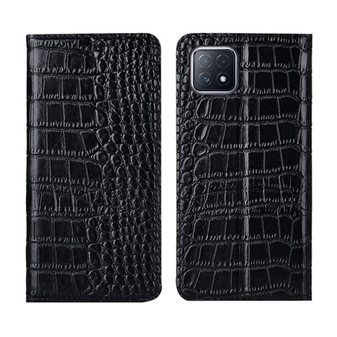 Funda de Cuero Cartera con Soporte Carcasa L02 para Oppo A72 5G Negro