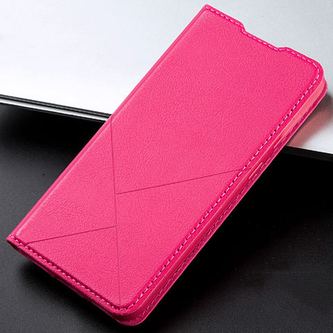 Funda de Cuero Cartera con Soporte Carcasa L02 para Oppo A72 Rosa Roja