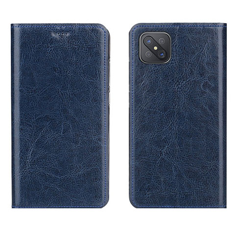 Funda de Cuero Cartera con Soporte Carcasa L02 para Oppo A92s 5G Azul