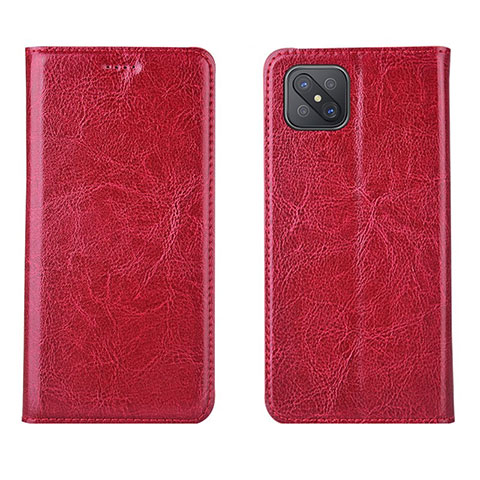 Funda de Cuero Cartera con Soporte Carcasa L02 para Oppo A92s 5G Rojo