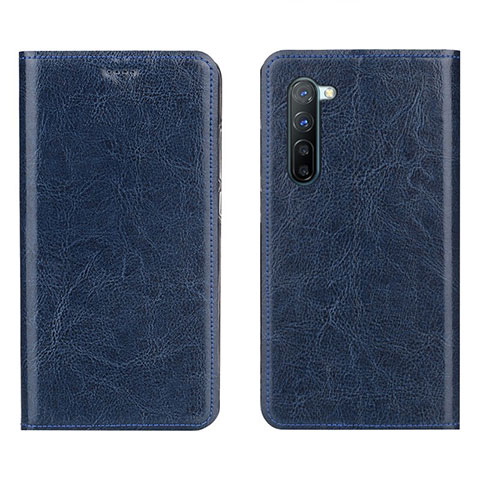 Funda de Cuero Cartera con Soporte Carcasa L02 para Oppo F15 Azul