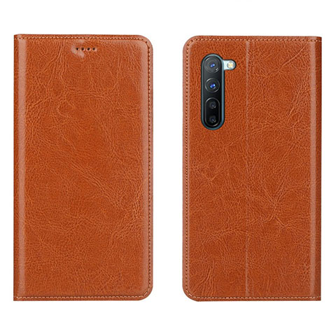 Funda de Cuero Cartera con Soporte Carcasa L02 para Oppo F15 Naranja