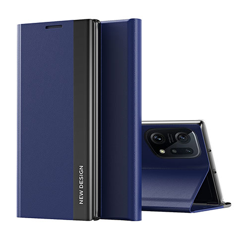 Funda de Cuero Cartera con Soporte Carcasa L02 para Oppo Find X5 5G Azul