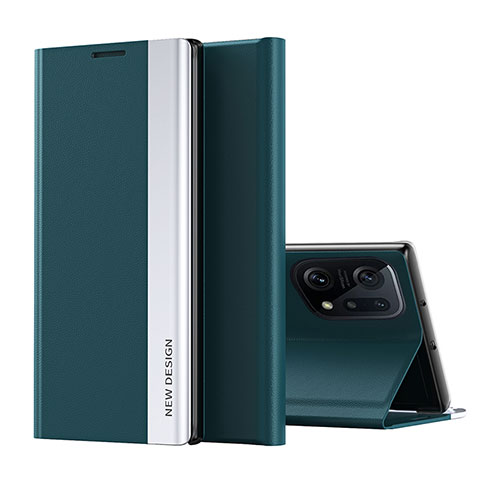 Funda de Cuero Cartera con Soporte Carcasa L02 para Oppo Find X5 Pro 5G Verde