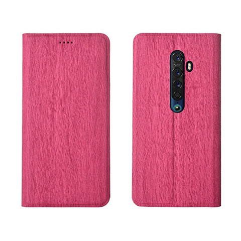 Funda de Cuero Cartera con Soporte Carcasa L02 para Oppo Reno2 Rosa Roja