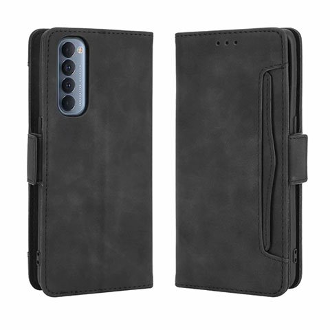 Funda de Cuero Cartera con Soporte Carcasa L02 para Oppo Reno4 Pro 4G Negro