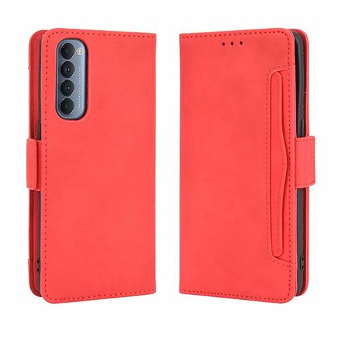 Funda de Cuero Cartera con Soporte Carcasa L02 para Oppo Reno4 Pro 4G Rojo