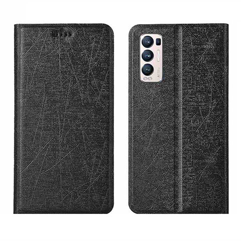 Funda de Cuero Cartera con Soporte Carcasa L02 para Oppo Reno5 Pro+ Plus 5G Negro