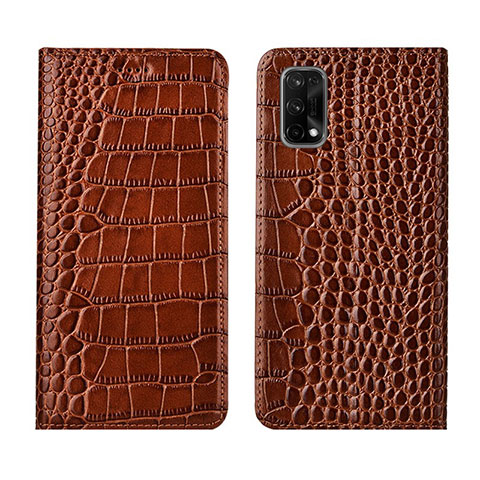 Funda de Cuero Cartera con Soporte Carcasa L02 para Realme X7 5G Marron Claro