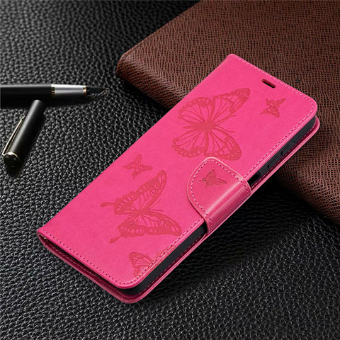 Funda de Cuero Cartera con Soporte Carcasa L02 para Samsung Galaxy A12 5G Rosa Roja