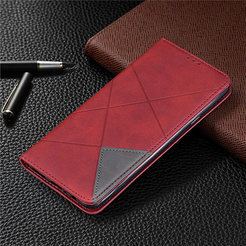 Funda de Cuero Cartera con Soporte Carcasa L02 para Samsung Galaxy A20s Rojo