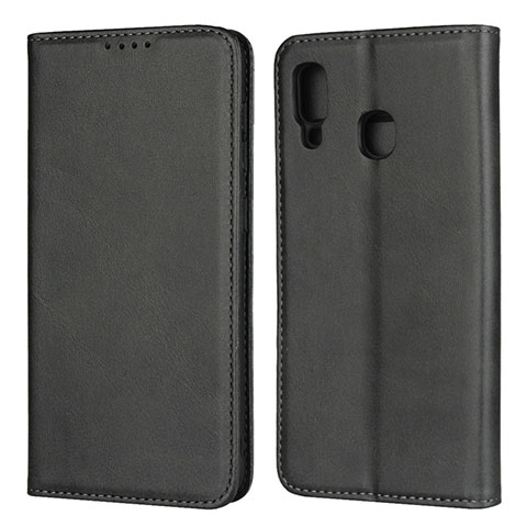 Funda de Cuero Cartera con Soporte Carcasa L02 para Samsung Galaxy A30 Negro