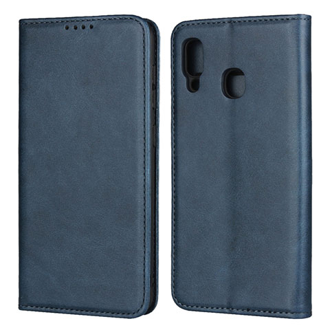 Funda de Cuero Cartera con Soporte Carcasa L02 para Samsung Galaxy M10S Azul