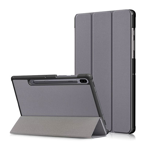 Funda de Cuero Cartera con Soporte Carcasa L02 para Samsung Galaxy Tab S6 10.5 SM-T860 Gris