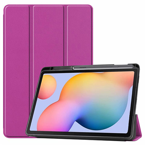 Funda de Cuero Cartera con Soporte Carcasa L02 para Samsung Galaxy Tab S6 Lite 10.4 SM-P610 Morado