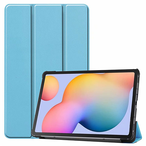 Funda de Cuero Cartera con Soporte Carcasa L02 para Samsung Galaxy Tab S6 Lite 4G 10.4 SM-P615 Azul Cielo