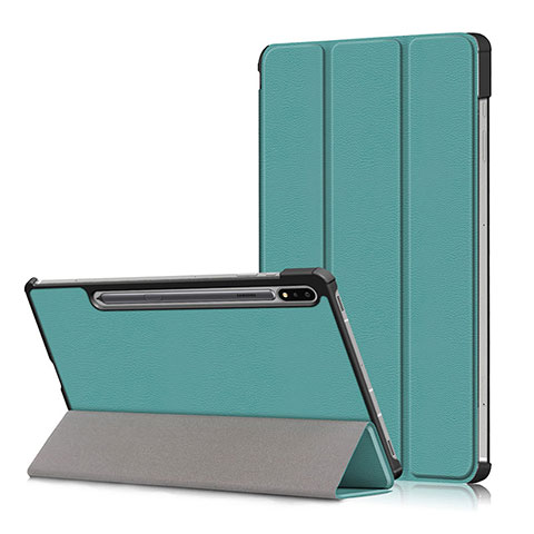 Funda de Cuero Cartera con Soporte Carcasa L02 para Samsung Galaxy Tab S7 11 Wi-Fi SM-T870 Cian