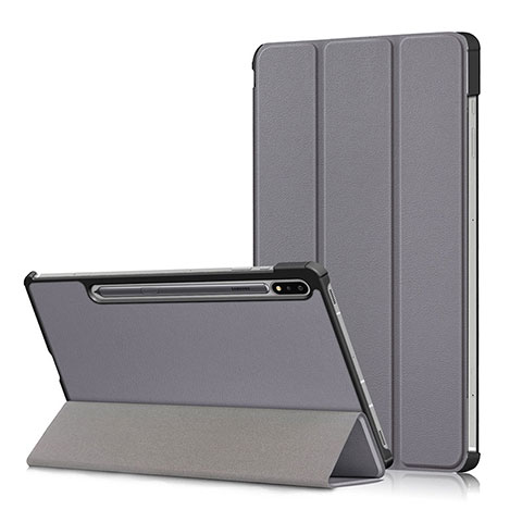 Funda de Cuero Cartera con Soporte Carcasa L02 para Samsung Galaxy Tab S7 11 Wi-Fi SM-T870 Gris