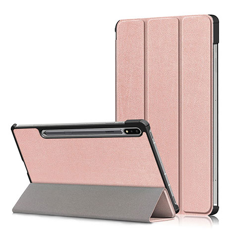 Funda de Cuero Cartera con Soporte Carcasa L02 para Samsung Galaxy Tab S7 11 Wi-Fi SM-T870 Oro Rosa