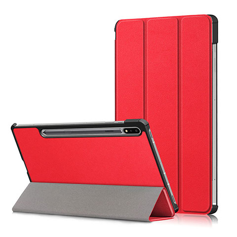 Funda de Cuero Cartera con Soporte Carcasa L02 para Samsung Galaxy Tab S7 11 Wi-Fi SM-T870 Rojo