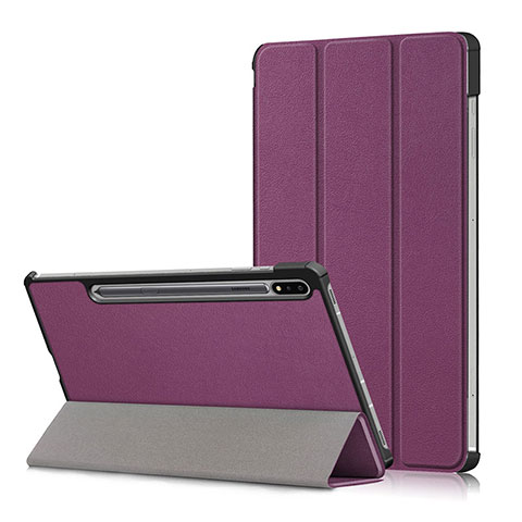 Funda de Cuero Cartera con Soporte Carcasa L02 para Samsung Galaxy Tab S7 Plus 12.4 Wi-Fi SM-T970 Morado