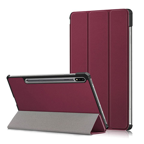 Funda de Cuero Cartera con Soporte Carcasa L02 para Samsung Galaxy Tab S7 Plus 12.4 Wi-Fi SM-T970 Rojo Rosa