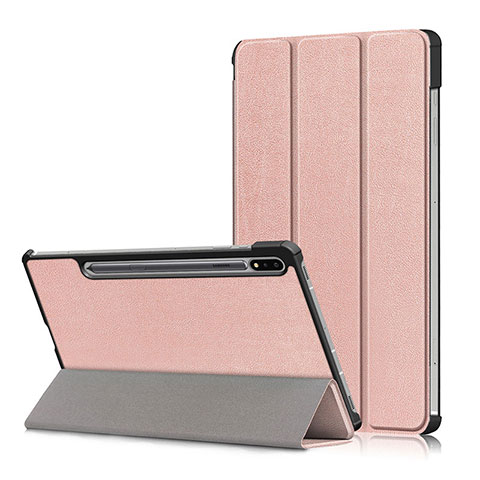 Funda de Cuero Cartera con Soporte Carcasa L02 para Samsung Galaxy Tab S7 Plus 5G 12.4 SM-T976 Oro Rosa