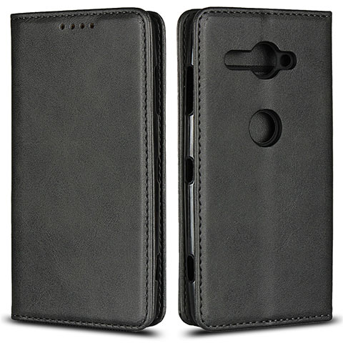 Funda de Cuero Cartera con Soporte Carcasa L02 para Sony Xperia XZ2 Compact Negro