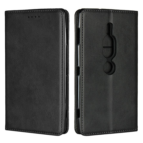 Funda de Cuero Cartera con Soporte Carcasa L02 para Sony Xperia XZ2 Premium Negro