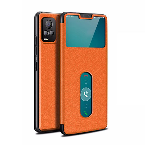 Funda de Cuero Cartera con Soporte Carcasa L02 para Vivo V20 Pro 5G Naranja