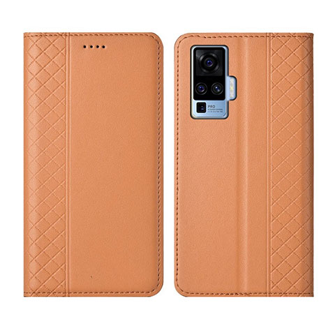 Funda de Cuero Cartera con Soporte Carcasa L02 para Vivo X51 5G Naranja