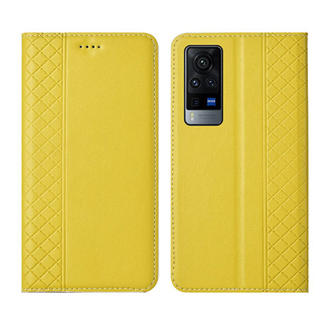 Funda de Cuero Cartera con Soporte Carcasa L02 para Vivo X60 Pro 5G Amarillo