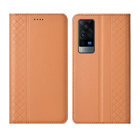 Funda de Cuero Cartera con Soporte Carcasa L02 para Vivo X60 Pro 5G Naranja