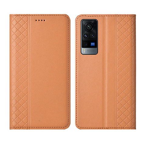 Funda de Cuero Cartera con Soporte Carcasa L02 para Vivo X60T 5G Naranja