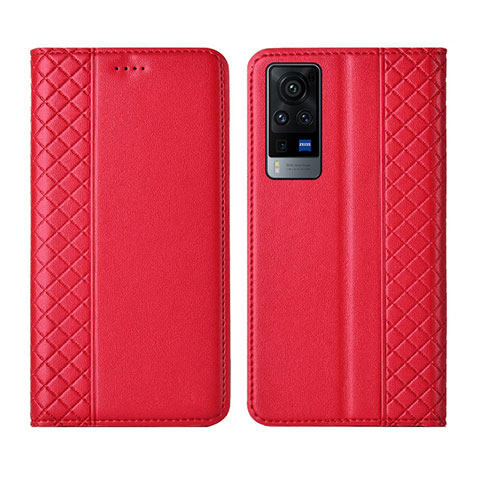 Funda de Cuero Cartera con Soporte Carcasa L02 para Vivo X60T 5G Rojo