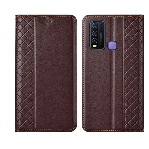 Funda de Cuero Cartera con Soporte Carcasa L02 para Vivo Y50 Marron