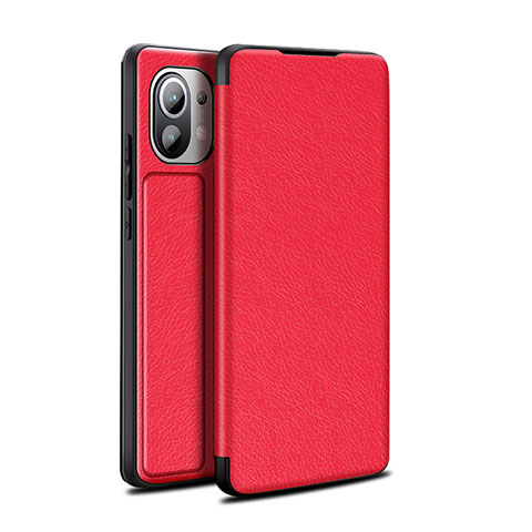 Funda de Cuero Cartera con Soporte Carcasa L02 para Xiaomi Mi 11 Lite 5G Rojo