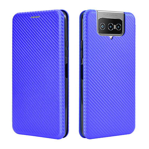 Funda de Cuero Cartera con Soporte Carcasa L02Z para Asus Zenfone 7 Pro ZS671KS Azul