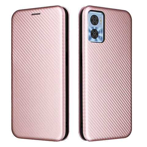 Funda de Cuero Cartera con Soporte Carcasa L02Z para Motorola Moto E22 Oro Rosa