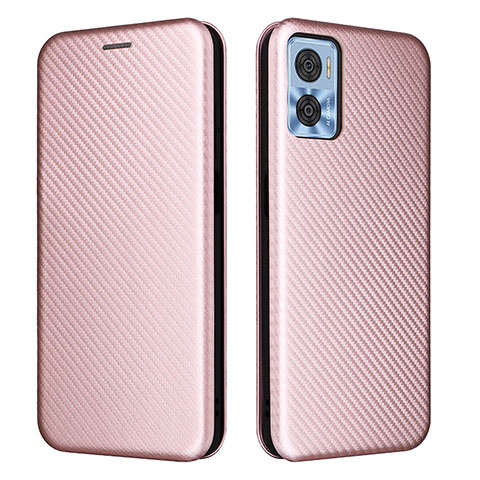 Funda de Cuero Cartera con Soporte Carcasa L02Z para Motorola Moto E22i Oro Rosa