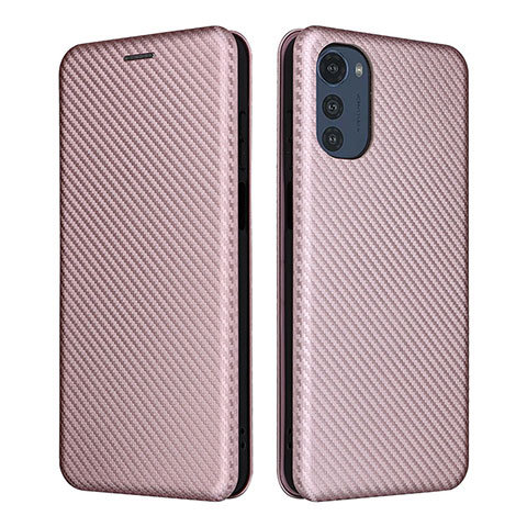 Funda de Cuero Cartera con Soporte Carcasa L02Z para Motorola Moto E32s Oro Rosa