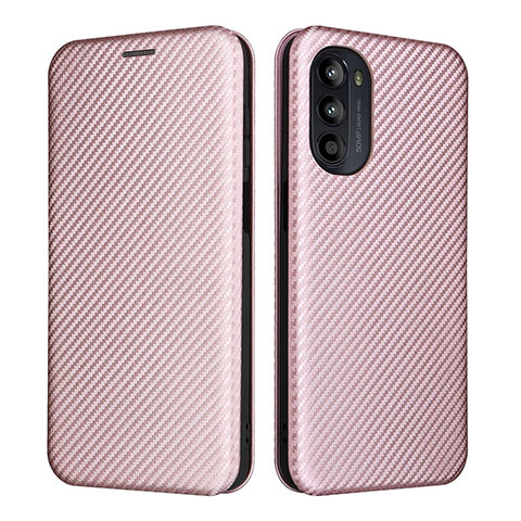 Funda de Cuero Cartera con Soporte Carcasa L02Z para Motorola Moto G71s 5G Oro Rosa