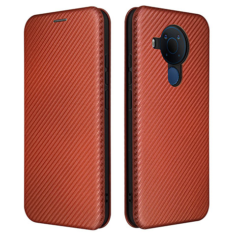 Funda de Cuero Cartera con Soporte Carcasa L02Z para Nokia 5.4 Marron