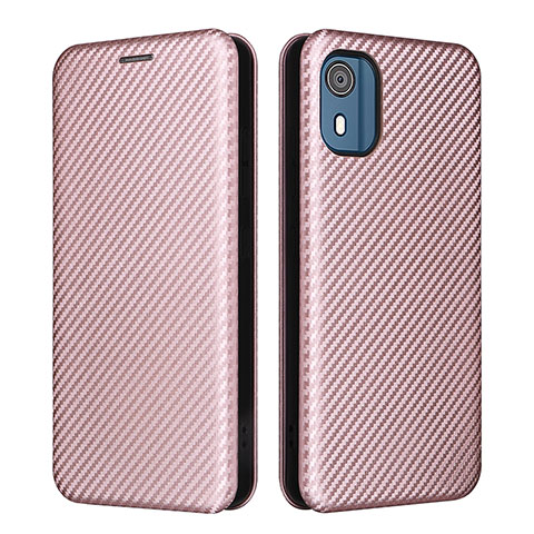 Funda de Cuero Cartera con Soporte Carcasa L02Z para Nokia C02 Oro Rosa