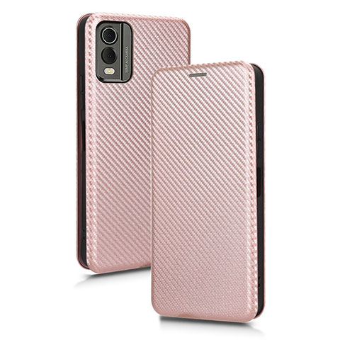 Funda de Cuero Cartera con Soporte Carcasa L02Z para Nokia C210 Oro Rosa